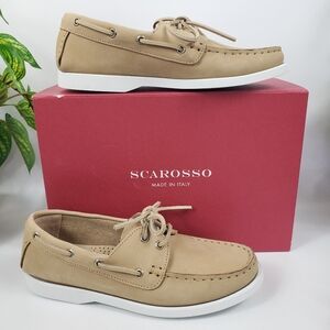 Scarosso Nubuck Leather Loafer - "Oprah" Coastal Normcore Luxury Boat NEW 38/8